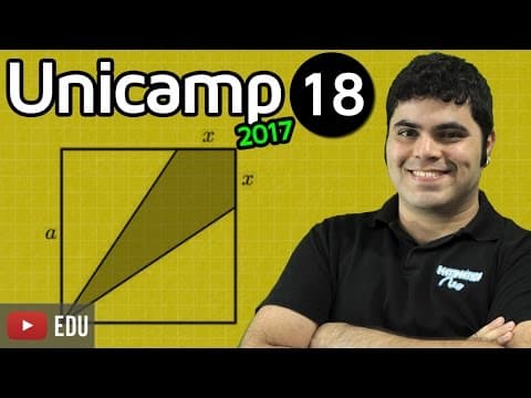 Thumbnail da aula: UNICAMP 2017 Matemática Questão de Área do Quadrado e do Triângulo e Gráfico de Função