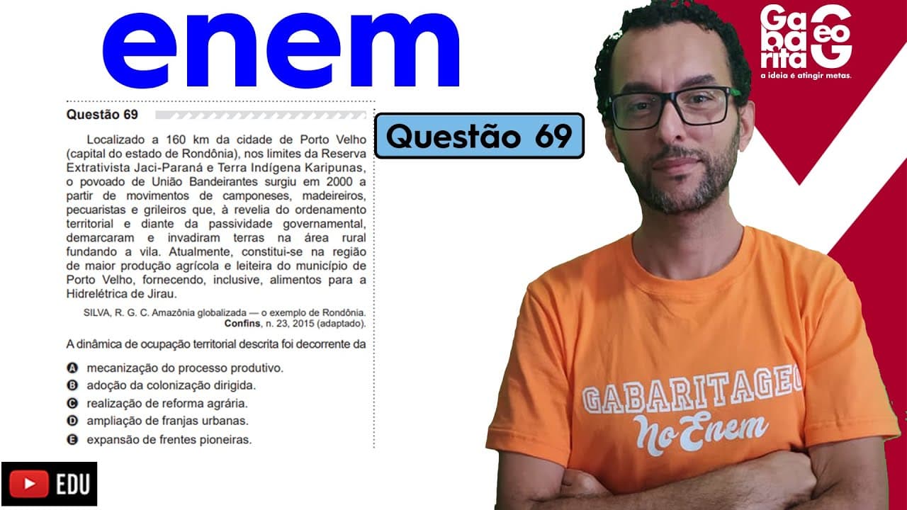 Thumbnail: ENEM 2020 | QUESTÃO 69 |PROVA AZUL|CIÊNCIAS HUMANAS | ENEM 2019 - Localizado a 160 km da cidade
