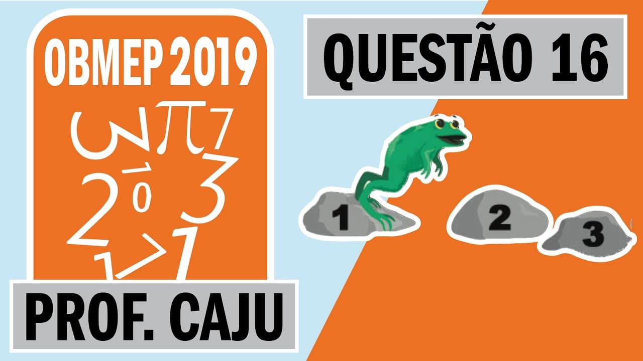 Thumbnail: 🥇 OBMEP 2019 🥇 Questão 16 1ª Fase Nível 3 - A rã Zinza quer ir da pedra 1 até a pedra 10 em cinco