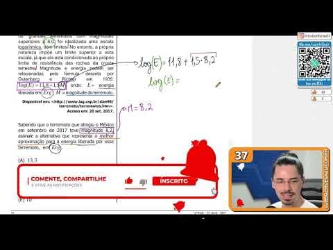 Thumbnail da aula: [UFRGS 2018] 37 - Magnitude é uma medida quantitativa do tamanho do terremoto. Ela está relacionada