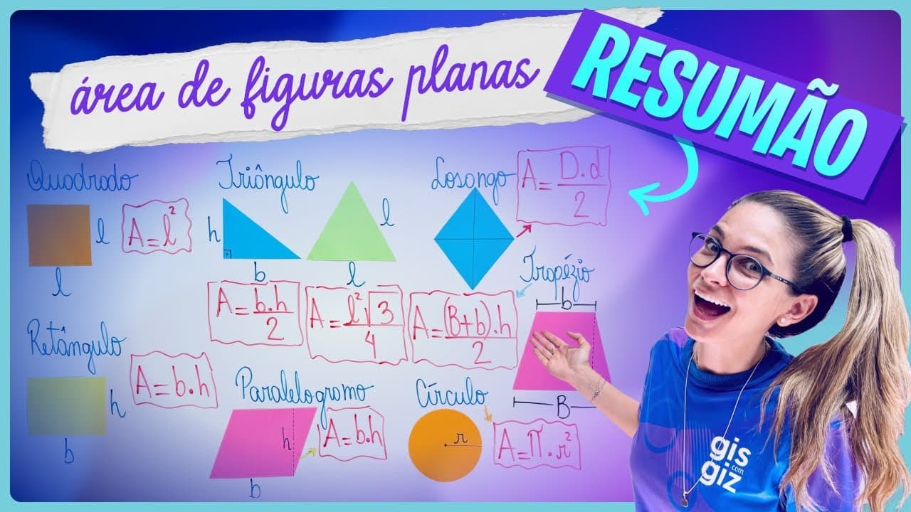 Thumbnail: ÁREA DE FIGURAS PLANAS  | GEOMETRIA PLANA | POLÍGONOS E CÍRCULO