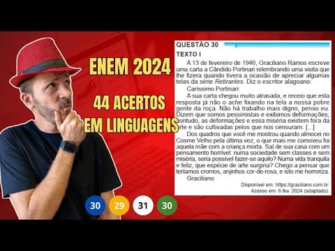 Thumbnail da aula: Enem 2024: A 13 de fevereiro de 1946, Graciliano Ramos escreve uma carta a Cândido Portinari