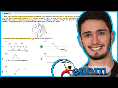 Thumbnail da aula: ENEM 2016 - Uma ambulância A em movimento retílineo e uniforme aproxima-se de um observador O, em re