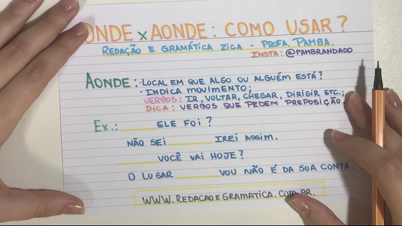 Thumbnail: ONDE x AONDE: ENTENDA A DIFERENÇA RAPIDAMENTE - Profa. Pamba