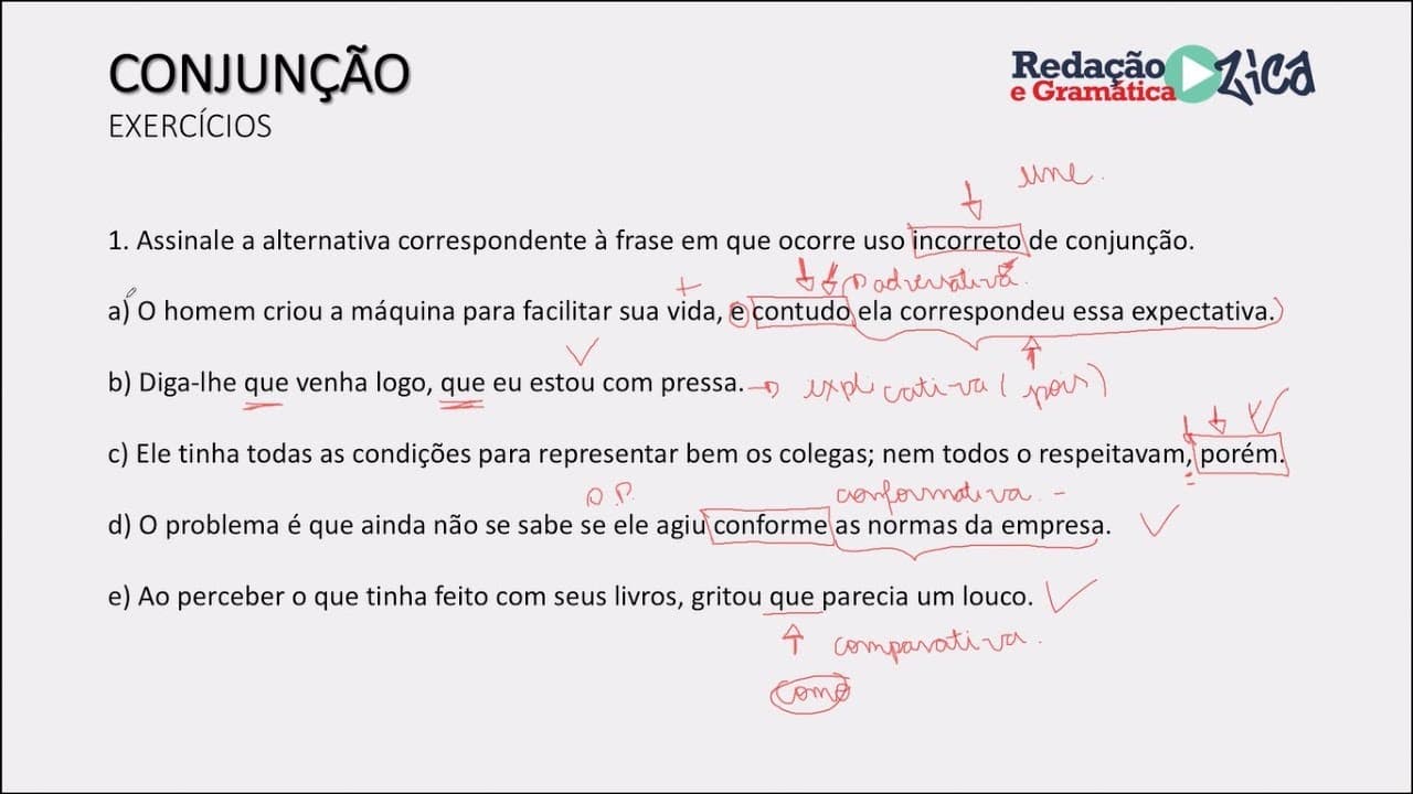 Thumbnail: CONJUNÇÃO: RESOLUÇÃO DE EXERCÍCIOS - Profa. Pamba