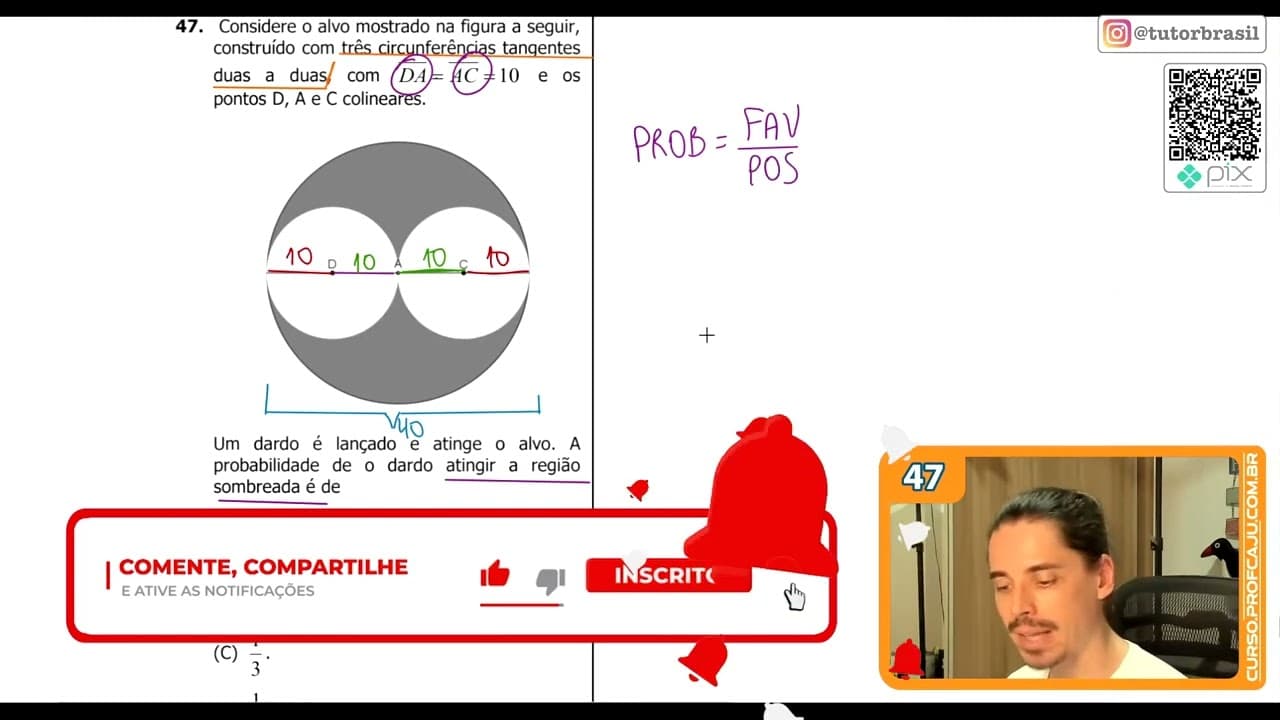 Thumbnail: [UFRGS 2019] 47 - Considere o alvo mostrado na figura a seguir, construído com três circunferências