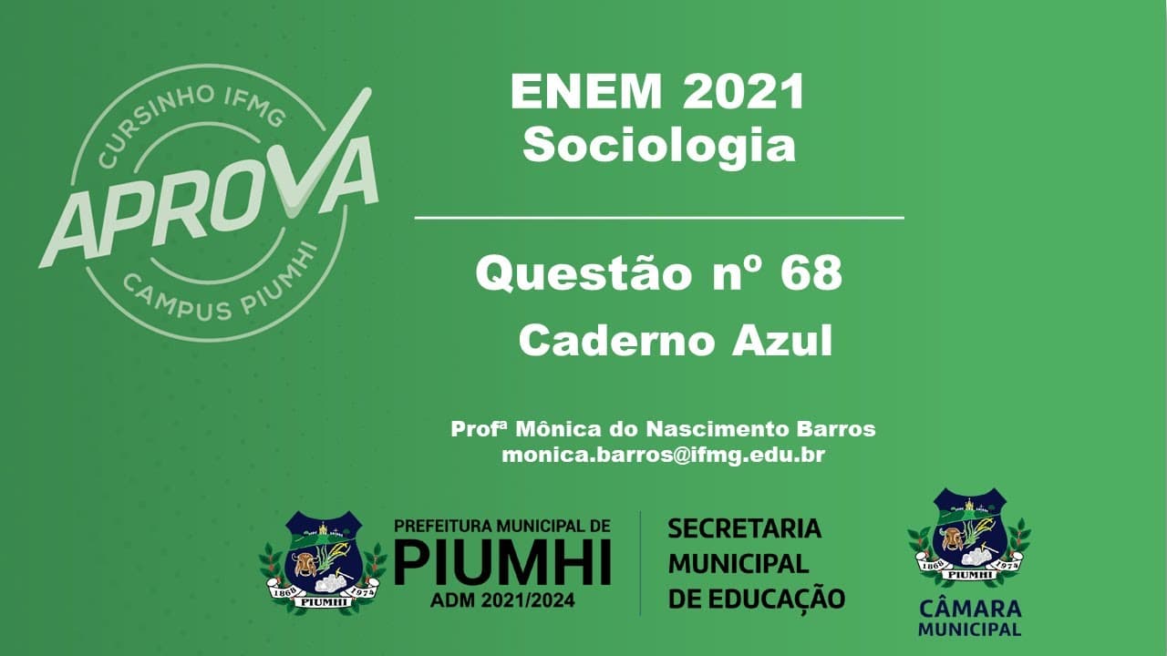Thumbnail: Questão 68 ENEM 2021 | Sociologia