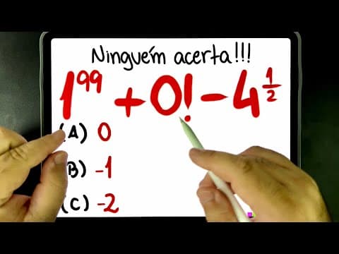 Thumbnail da aula: 🔥 DUVIDO VOCÊ ACERTAR ESSA EXPRESSÃO NUMÉRICA COM POTENCIAÇÃO, FATORIAL E EXPOENTE FRACIONÁRIO!