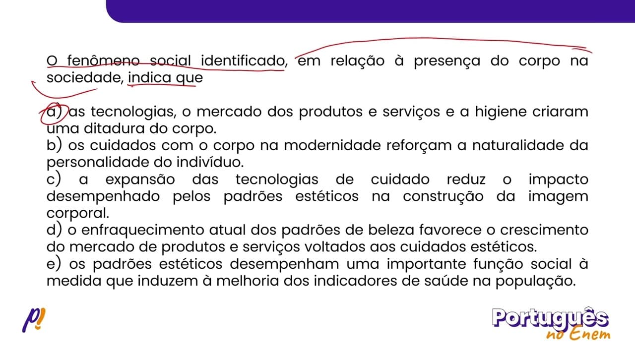 Thumbnail: ENEM DIGITAL 2020 - INTERPRETAÇÃO E INFERÊNCIA DE TEXTOS | Os cuidados com o corpo vão se...