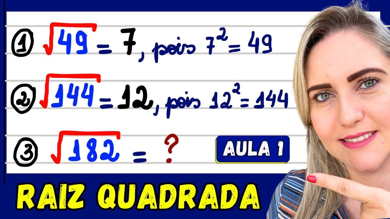 Thumbnail: COMO FAZER RAIZ QUADRADA!! EXPLICAÇÃO DO CONTEÚDO PASSO A PASSO! 🚀