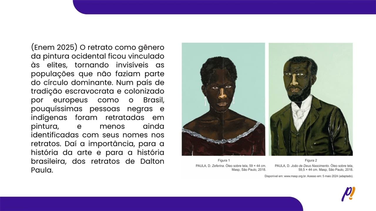 Thumbnail: ENEM 2025 | O retrato como gênero da pintura ocidental ficou vinculado às elites...