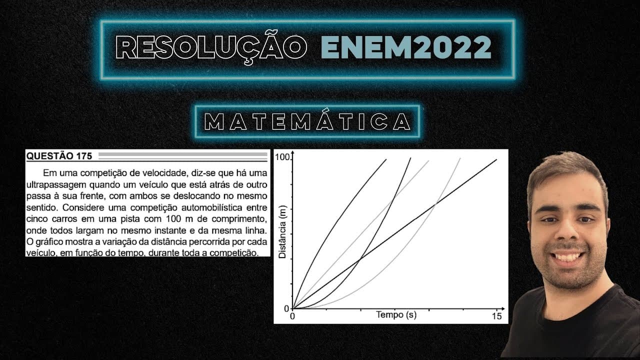 Thumbnail: ENEM 2022 Em uma competição de velocidade diz-se que há uma ultrapassagem quando um veículo que está