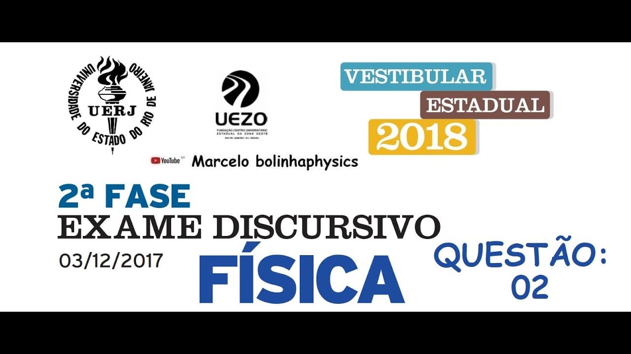 Thumbnail: Resolução da prova de FÍSICA – 2°FASE - EXAME DISCURSIVO– UERJ 2018. Questão 02.