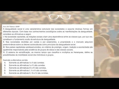 Thumbnail da aula: Questão de Sociologia UENP 2017 | Desigualdade