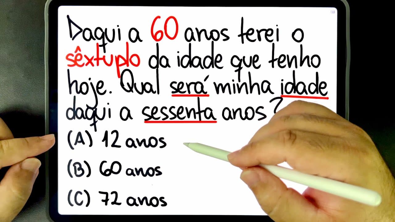 Thumbnail: 🔥 PROBLEMA MATEMÁTICO DA IDADE QUE BUGA MUITA GENTE! Você consegue resolver?