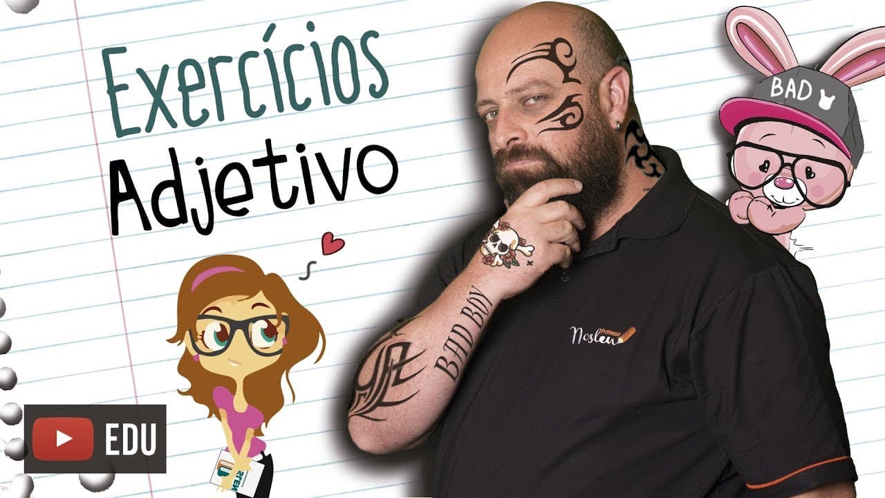 Thumbnail: Exercícios de Adjetivos [Prof Noslen]