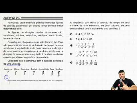 Thumbnail da aula: ENEM PPL 2018 139 Na música, usam-se sinais gráficos chamados figuras de duração