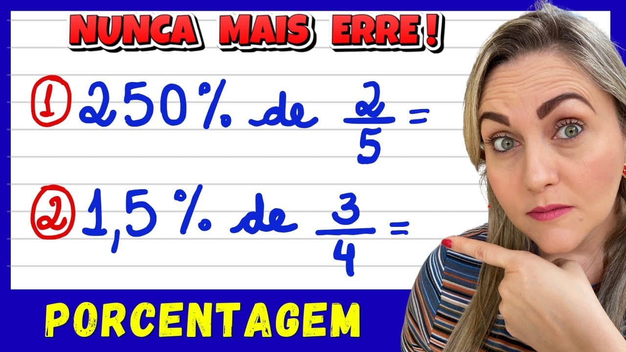 Thumbnail: PORCENTAGEM COM FRAÇÃO E NÚMERO DECIMAL! EXPLICAÇÃO PARA VOCÊ APRENDER COMO FAZER PORCENTAGEM