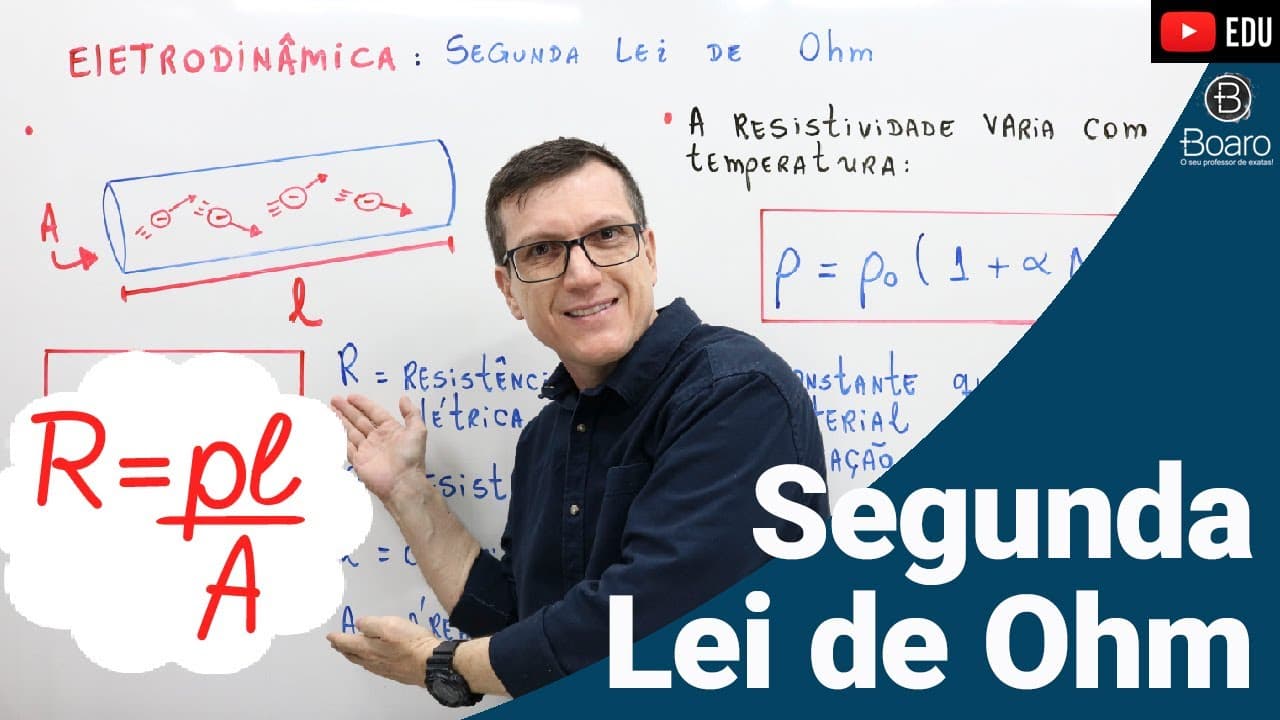 Thumbnail: SEGUNDA LEI DE OHM | ELETRODINÂMICA | AULA 7 - Professor Boaro