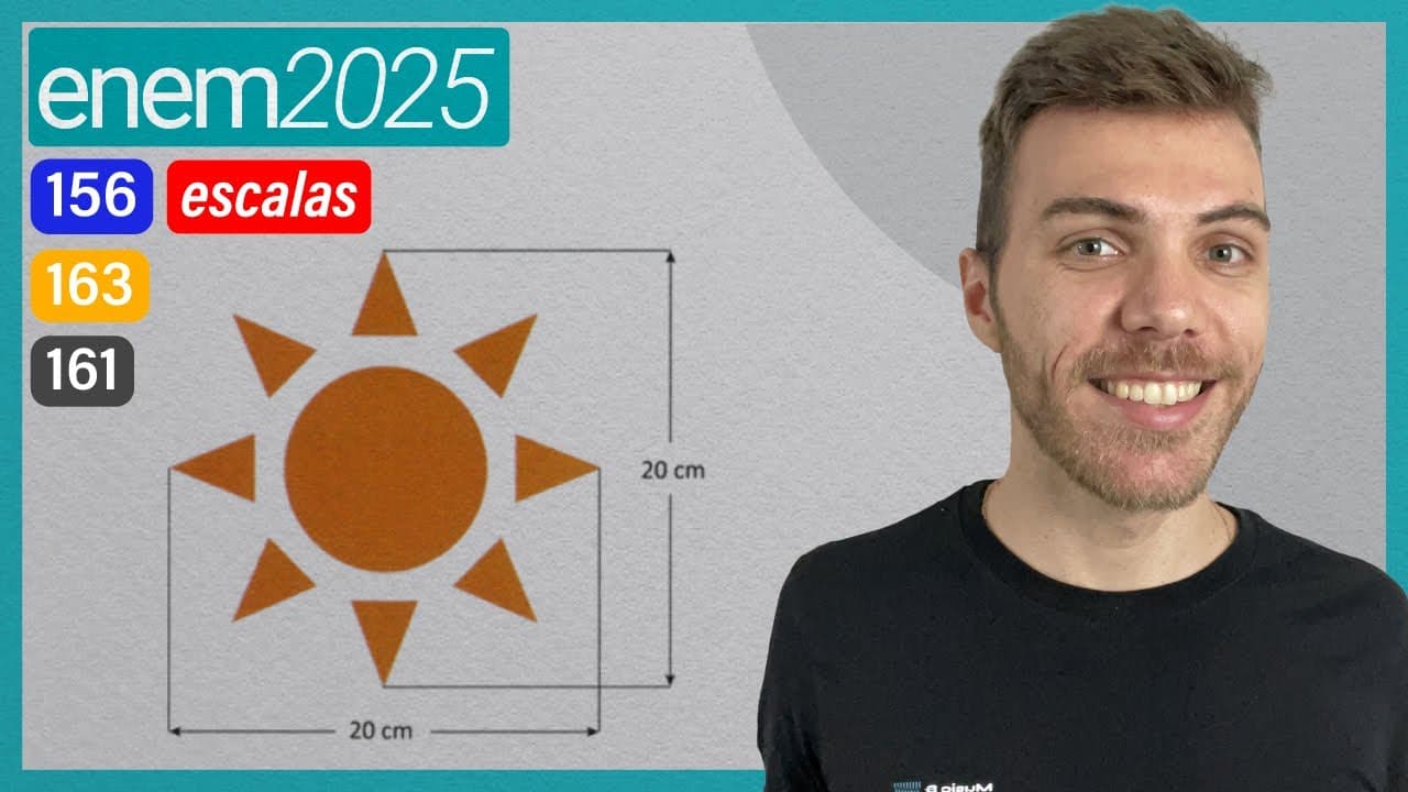 Thumbnail: ENEM 2025 -  Um artista, que costuma fazer desenhos com areia na praia, pediu a um banhista que