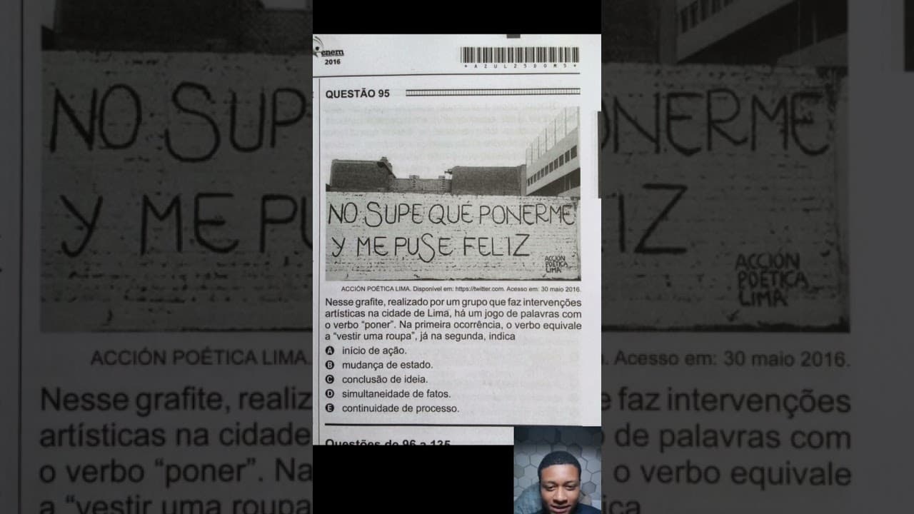 Thumbnail: Resolução da questão 95 da prova de LINGUAGENS do ENEM 2016 - ESPANHOL.