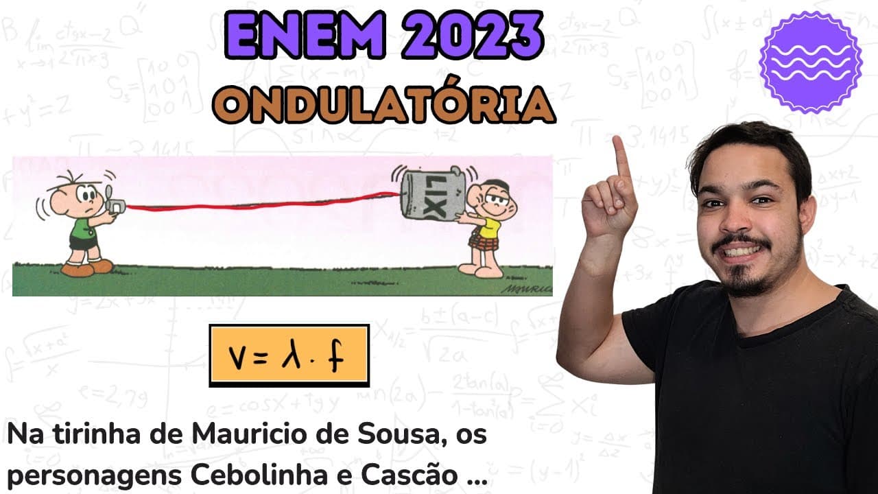 Thumbnail: ENEM 2023 - Na tirinha de Mauricio de Sousa, os personagens Cebolinha e Cascão fazem uma brincadeira