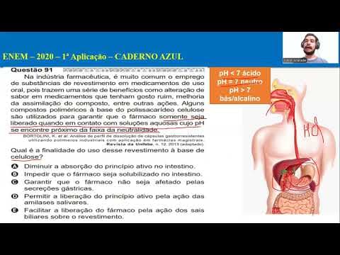 Thumbnail da aula: ENEM - 2020 - Na indústria farmacêutica, é muito comum o emprego de substâncias de revestimento