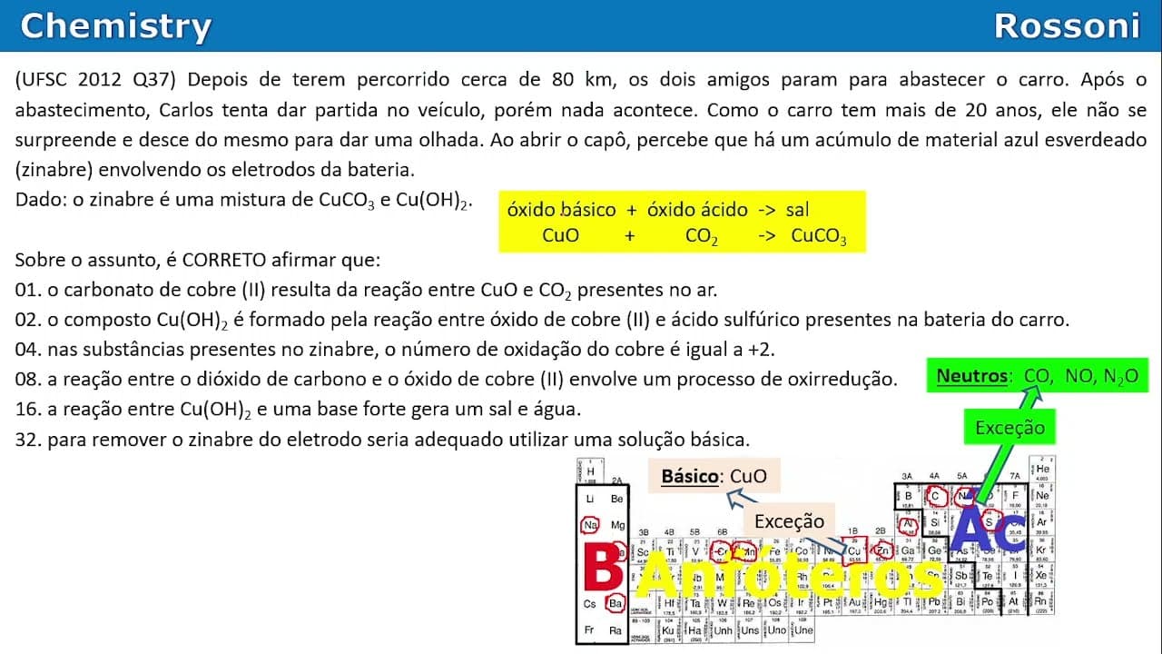 Thumbnail: UFSC 2012 - Questão 37 - óxidos e zinabre