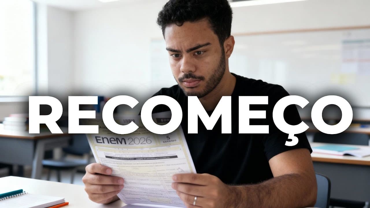 Thumbnail: COMO RECOMEÇAR SEU ESTUDO PARA O ENEM 2026