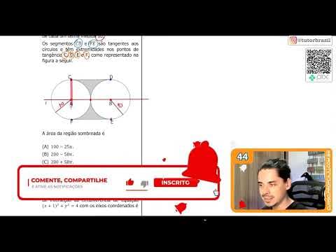 Thumbnail da aula: [UFRGS 2020] 44 - Considere dois círculos tangentes entre si, de centros A e B sobre a reta r,