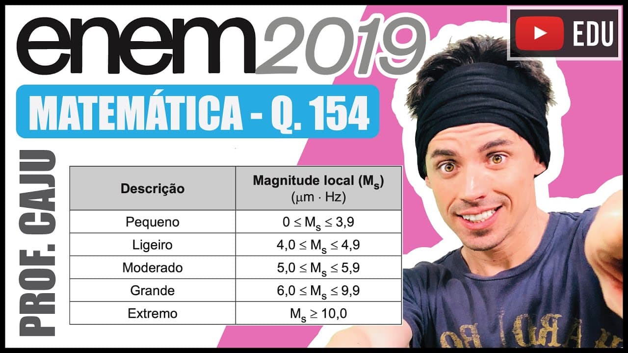 Thumbnail: [ENEM 2019] 154 📘 LOGARITMO - Charles Richter e Beno Gutenberg desenvolveram a escala Richter, que