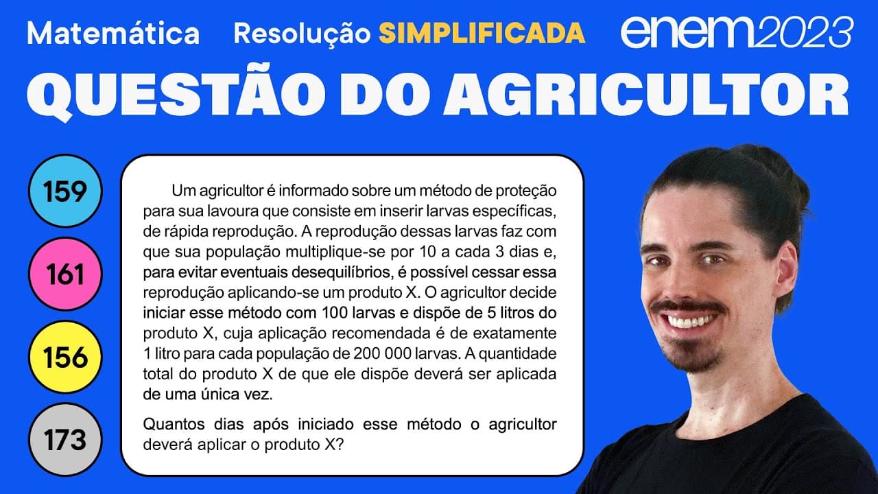 Thumbnail: 🔵 Questão do agricultor: ENEM 2023 Matemática (Simplificada) - Função Exponencial
