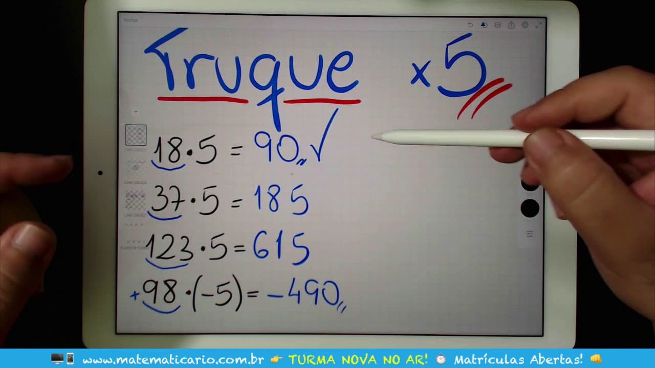 Thumbnail: ⏱ TRUQUE DA TABUADA DO 5 EM 2 SEGUNDOS 👉 Minuto Matemática