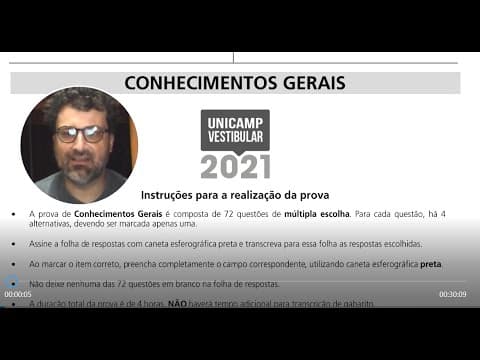 Thumbnail da aula: Correção  e comentários vestibular Unicamp 2021 - 2º dia