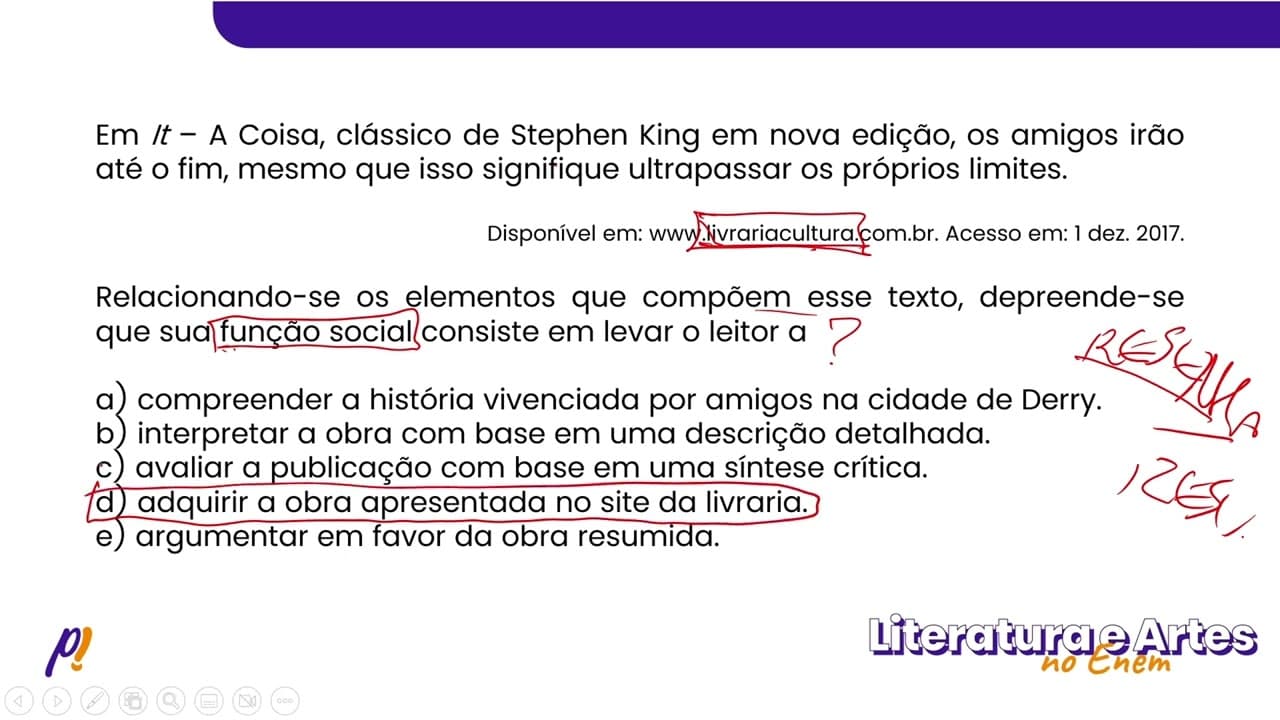 Thumbnail: ENEM DIGITAL 2020 - Séculos XX e XXI | O livro It – A Coisa, de Stephen King...
