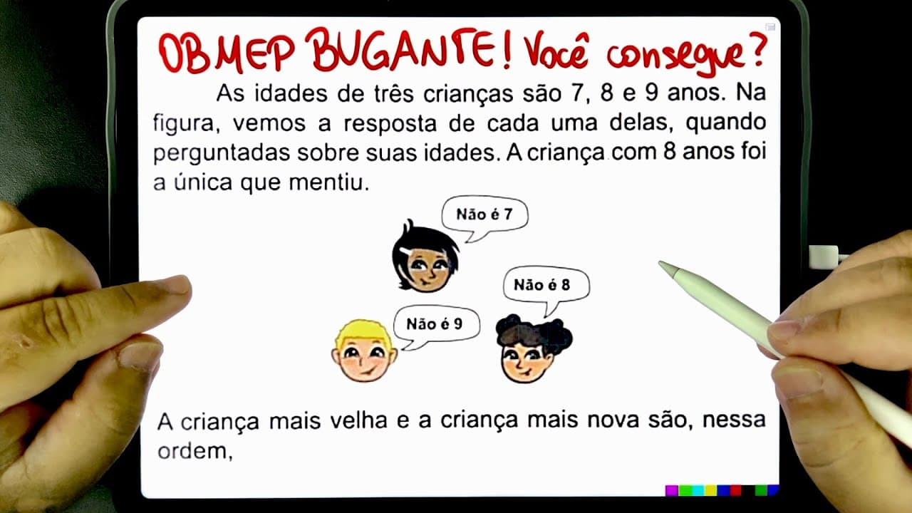 Thumbnail: 🔥 QUEM É A CRIANÇA MENTIROSA?! 😱 Questão VIRAL da OBMEP 2023 que deixou TODO MUNDO BUGADO!