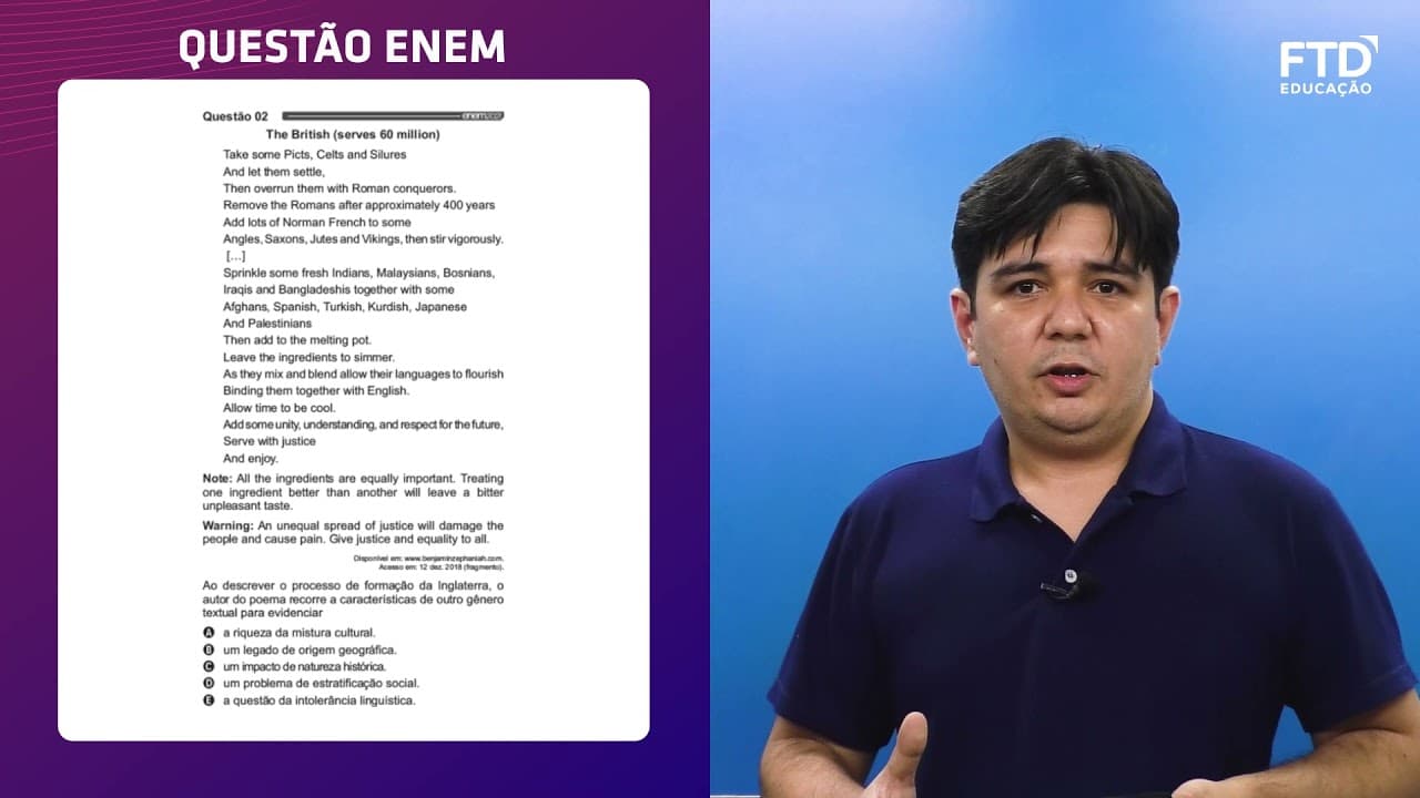 Thumbnail: FTD Resolve – Enem 2021 | Língua Inglesa – Questão 02 (prova azul)