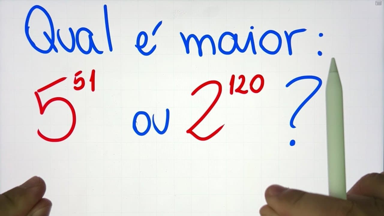 Thumbnail: 🤯 MATEMÁTICA BÁSICA DESBUGADA - 5⁵¹ ou 2¹²⁰? Qual é o maior? Você consegue resolver?
