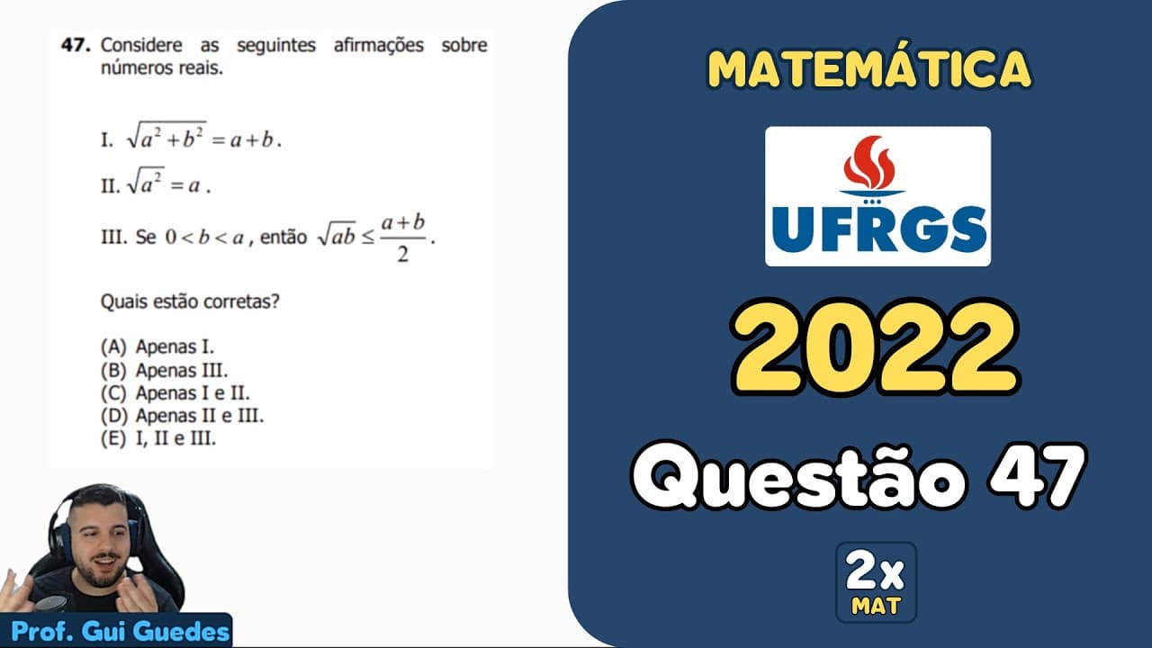 Thumbnail: Resolução Matemática UFRGS 2022 - Questão 47 | Matemática em Dobro