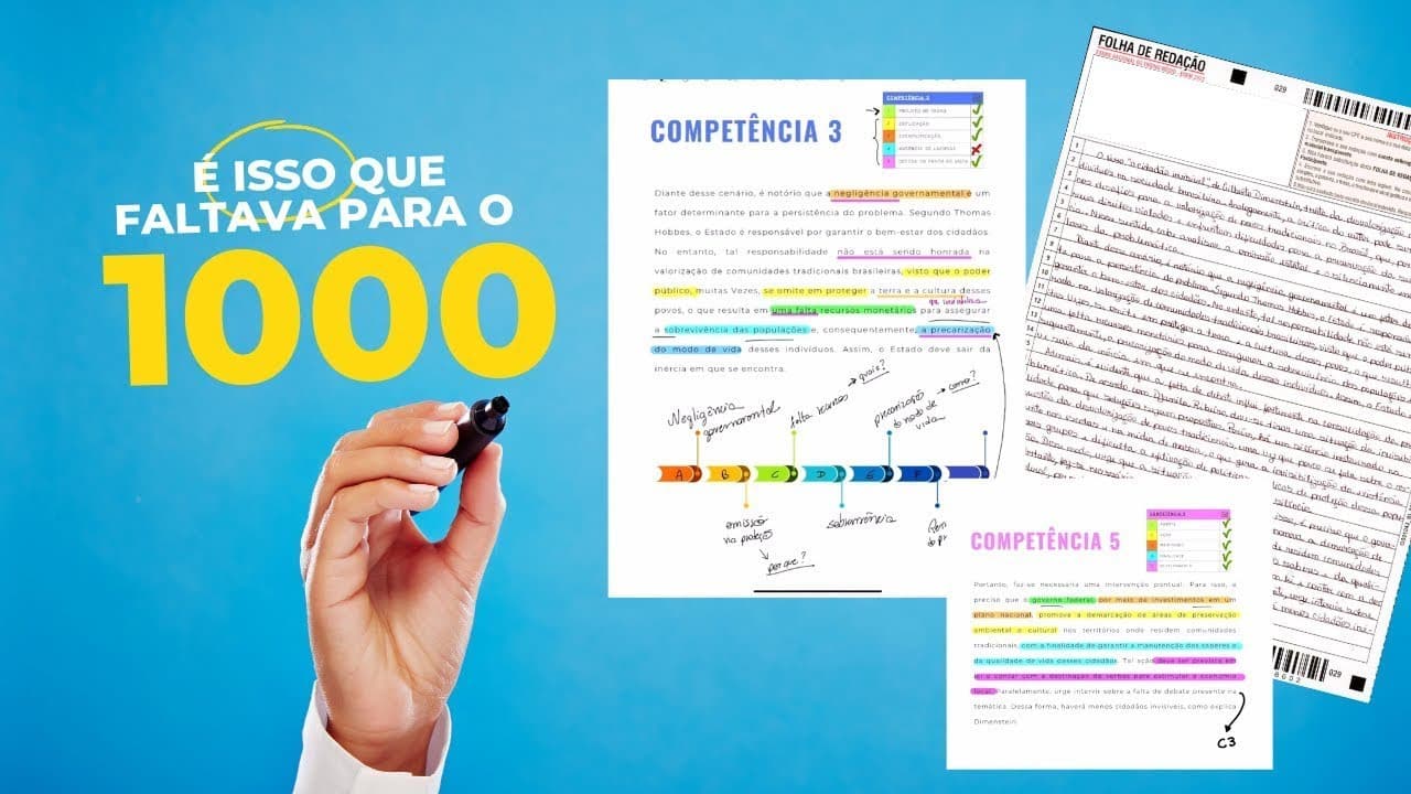 Thumbnail: 🚀 Saia dos 920 no ENEM e tire 1000 na redação! Análise completa!