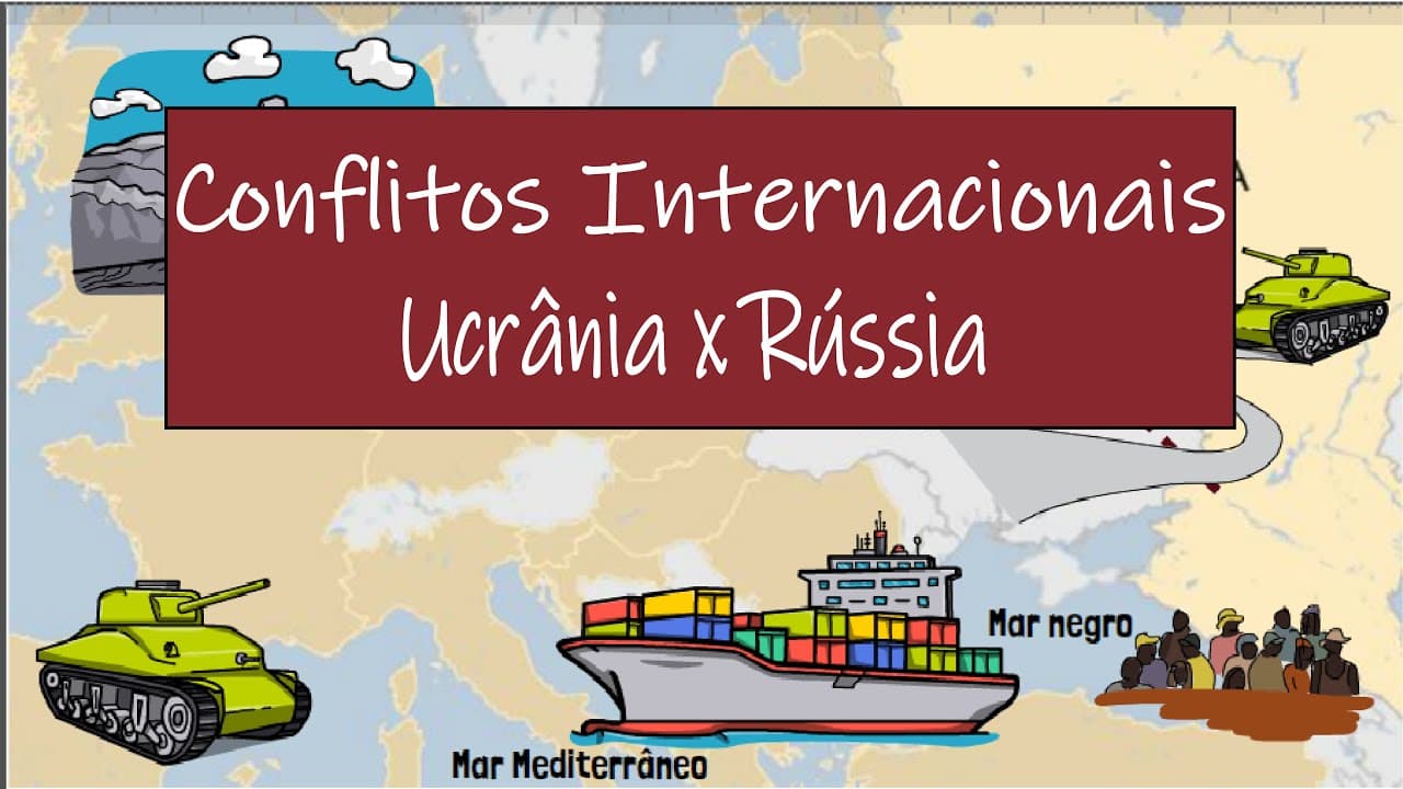 Thumbnail: Atualidades - Conflitos internacionais: Rússia x Ucrânia | Desenhando a Solução