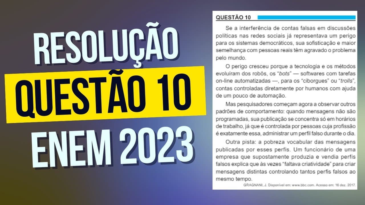 Thumbnail: Resolução questão 10 (PROVA AZUL) | Linguagens ENEM 2023