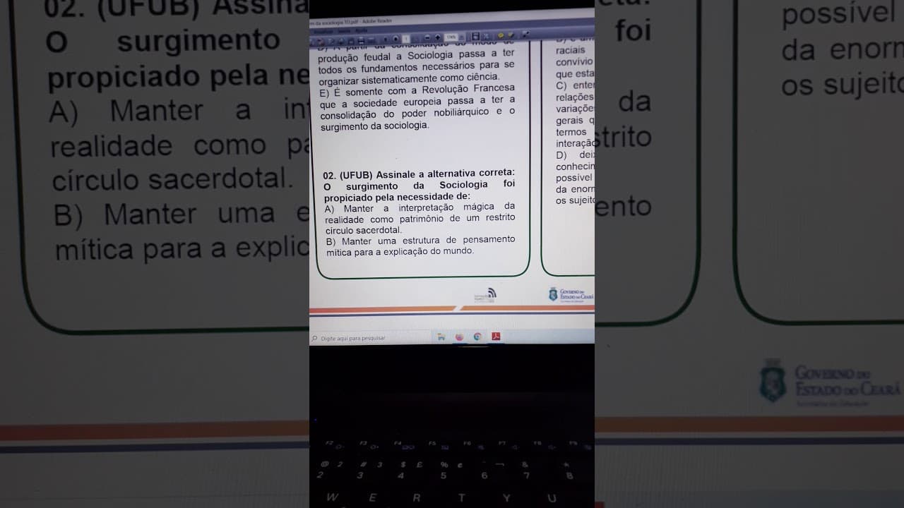 Thumbnail: Sociologia 1° ano ( Resolução de questões)