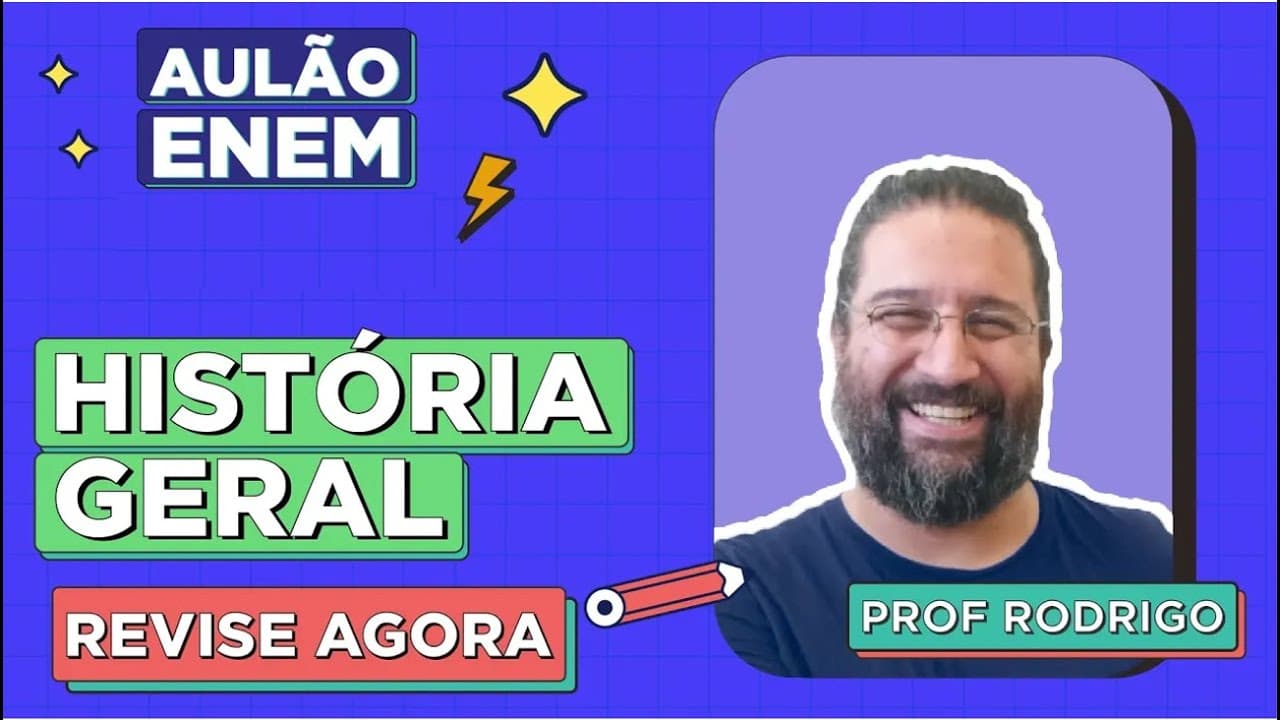Thumbnail: AULÃO DE HISTÓRIA GERAL PARA O ENEM: Resumo dos 5 temas que mais caem no Enem. Prof Rodrigo