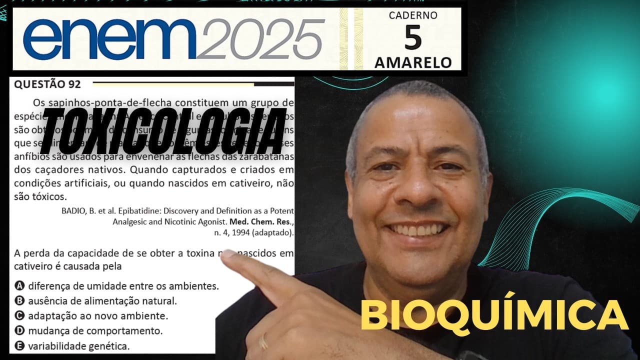 Thumbnail: ENEM 2025 AMARELA Q.92_Os sapinhos-ponta-de-flecha constituem um grupo de espécies encontradas na