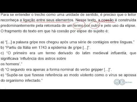 Thumbnail da aula: Português - Elipse do sujeito e coesão textual - ENEM