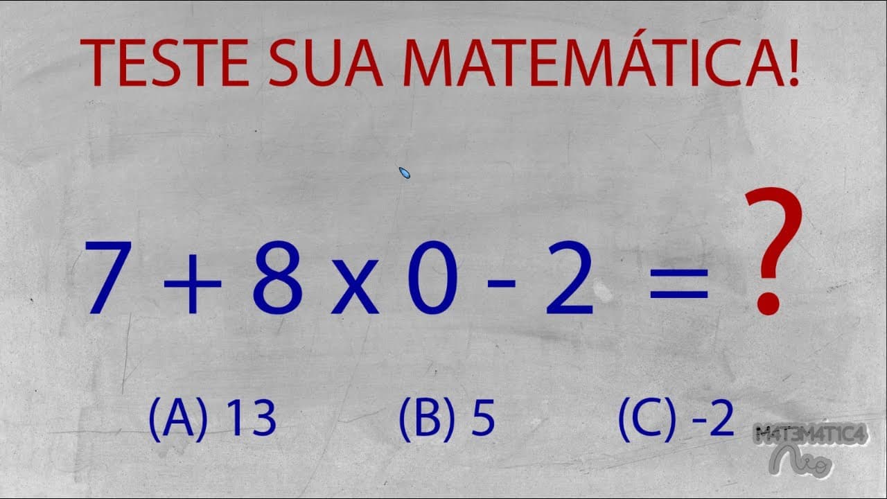 Thumbnail: POLÊMICA: 7+8x0-2 = ??? - Teste a sua Matemática | Ordem das Operações PEMDAS
