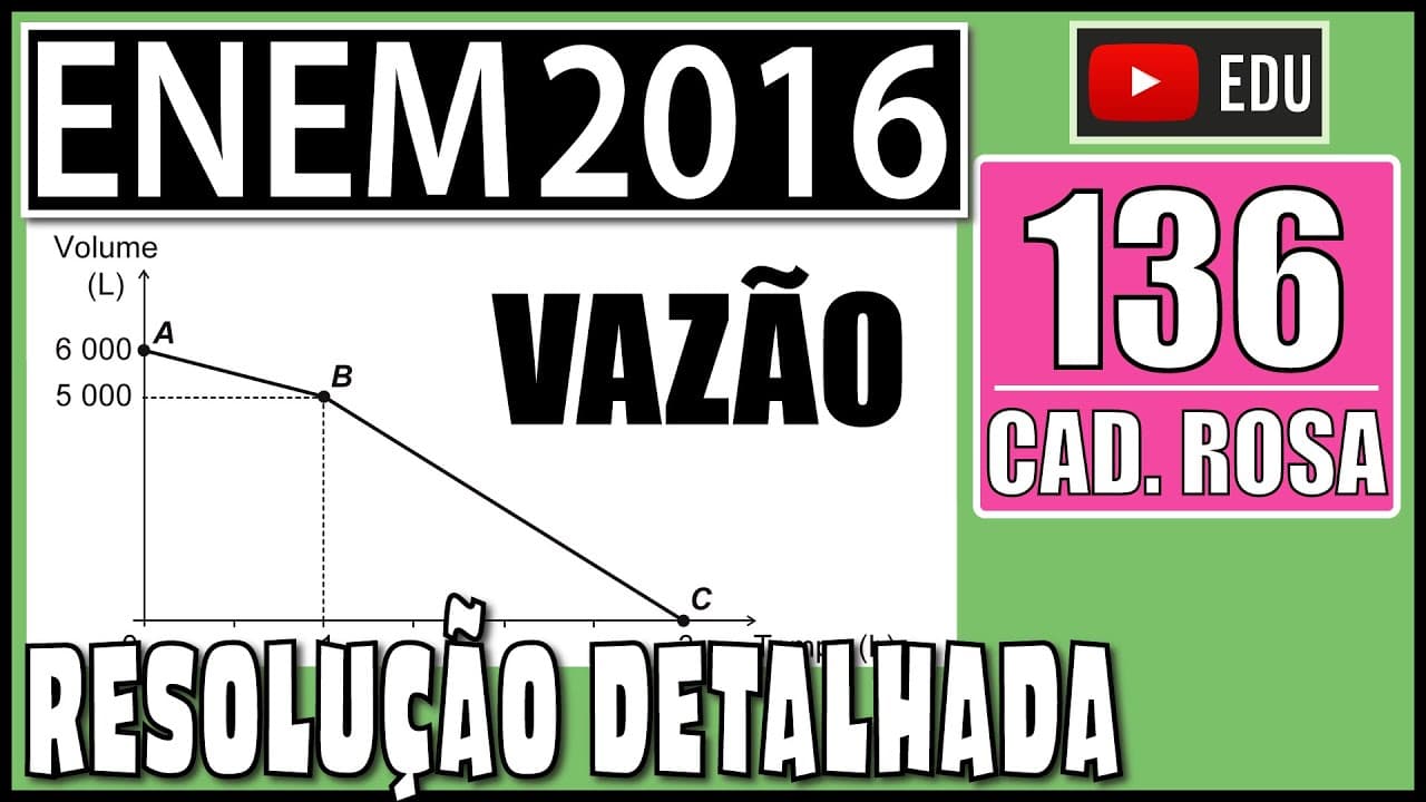 Thumbnail: [ENEM 2016] 136 📕 VAZÃO Uma cisterna de 6 000 L foi esvaziada em um período de 3 h. Na primeira