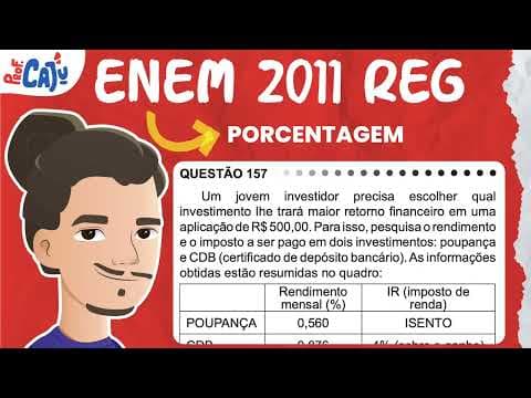 Thumbnail da aula: [ENEM 2011] 157 📘 PORCENTAGEM Um jovem investidor precisa escolher qual investimento lhe trará maior