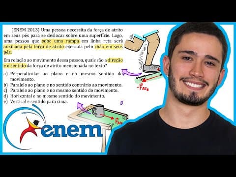 Thumbnail da aula: ENEM 2013 -  Uma pessoa necessita da força de atrito em seus pés para se deslocar sobre uma superfíc